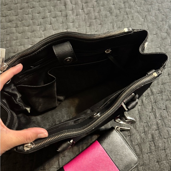Michael Kors Black and Pink Satchel with Signature Charm - Picture 2 of 2